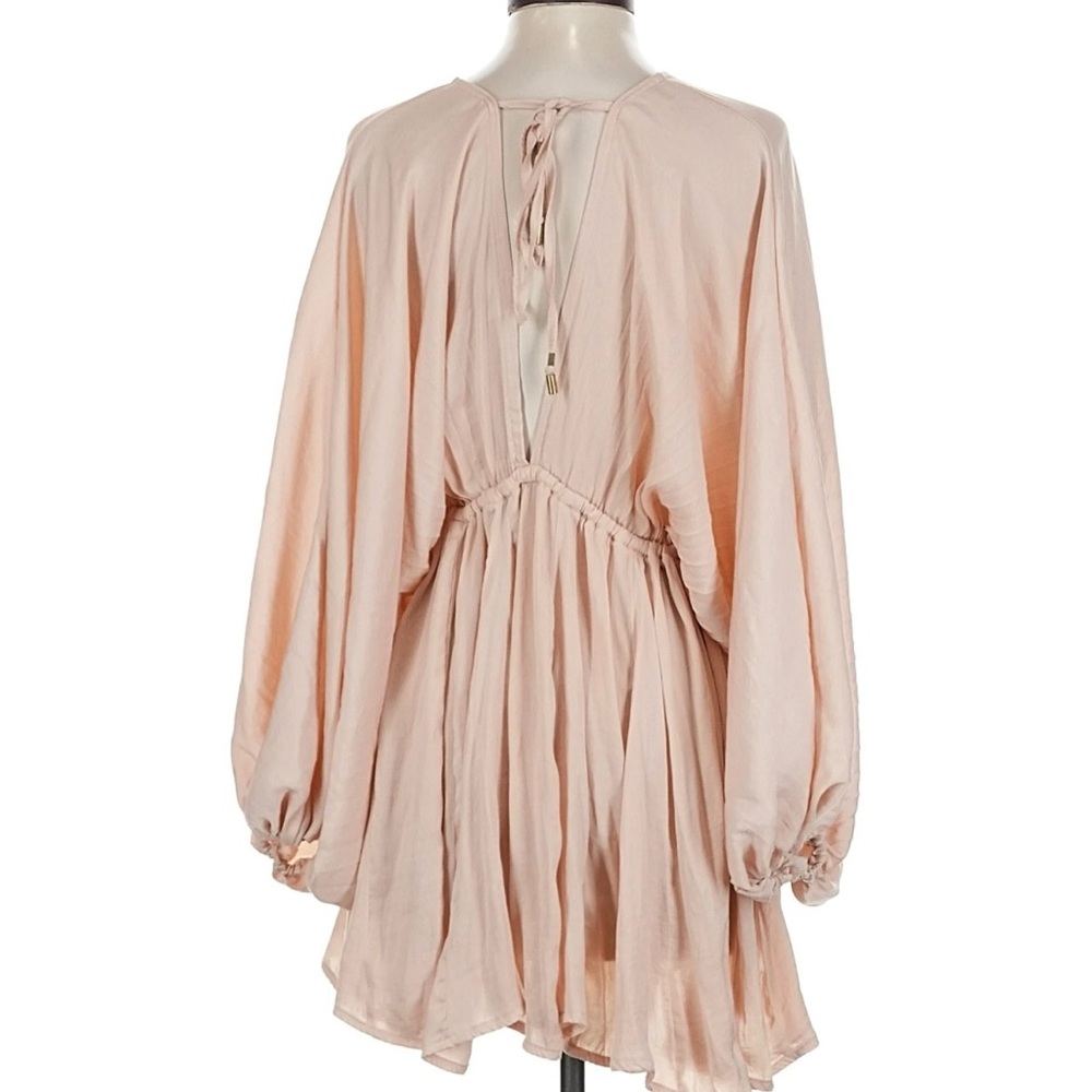 NWT Free People Arzel mini dress in pink cream sz large - Picture 8 of 12